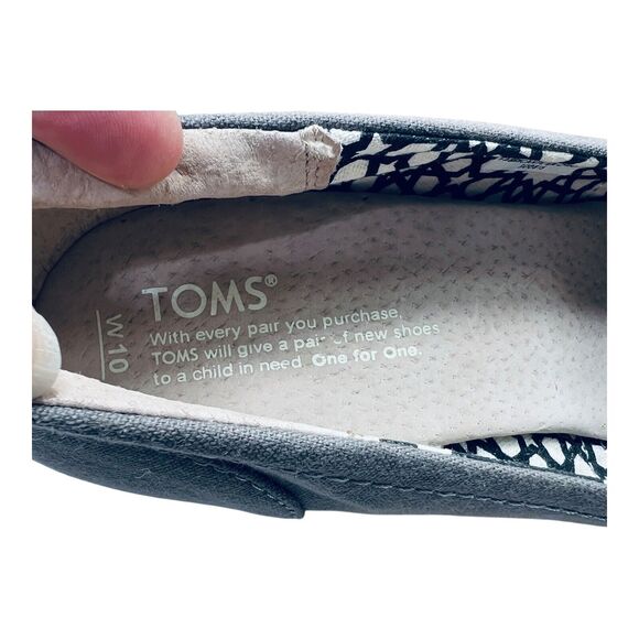 Toms Espadrilles Wedge Ash Grey Canvas Sz 10 Open Toe Heel Casual Sandal NWT - Picture 7 of 9